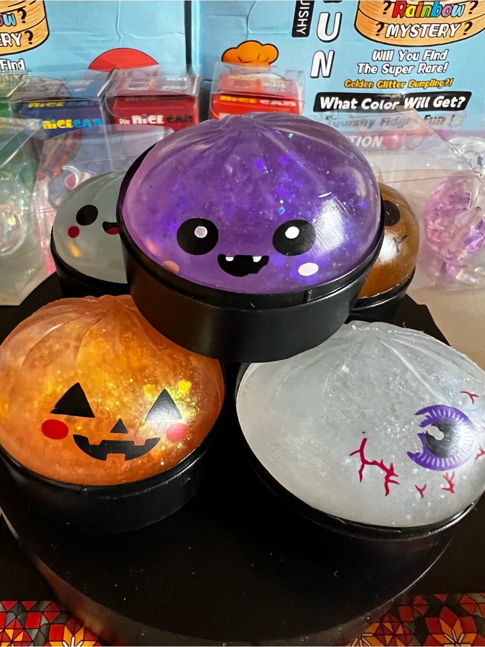 Halloween Mystery Dumplings-Glow Squishy Sensory Toy-Cute Face Stress Ball